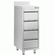 Meuble bas inox à tiroirs PREMIUM - 400 x 600 mm - 4 tiroirs - SS4SI46A