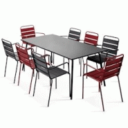 Oviala Business Ensemble table de jardin et 8 fauteuils en métal Pourpre - violet acier 114619 Oviala Business Ensemble table de jardin et 8 fauteuils en métal Pourpre - violet acier 114619