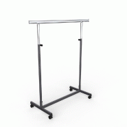 Portant droit L100cm+2 rallonges 28cm - HTreg de 110 à 180cm - gris martelé