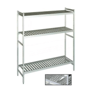 Rayonnage alimentaire duralinox 3 niveaux clayette polymere ajouree h2100 p360 fermod_0