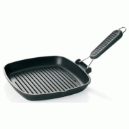 RISOLI' grill saporelax en fonte d'aluminium haute epaisseur  cm 26x26 manche en silicon gris pliable - noir aluminium 0090IN/26T00
