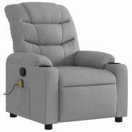 VidaXL Fauteuil de massage inclinable Gris clair Tissu Modèle Zerviora - 8721012371132