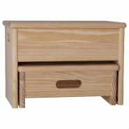 WellHome - Escabeau-tabouret Ara à 2 marches finition non vernie 35x25x20 cm - beige WH13234