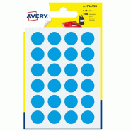 AVERY Lot de 10 Etui de 168 pastilles adhésives, diamètre 15 mm, coloris bleu (7 feuilles / cdt) - PSA15B