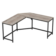 Bureau d’angle table en forme de l pour travailler et rÉviser bureau À domicile gain d\'espace montage facile style industriel 149 cm grÈge et noir 12_0001319