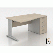 Bureau vague Sigma avec caisson - Mobel Linea - 140, Blanc, Gauche, 4 tiroirs_0