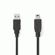 Câble Usb 2.0 A Mâle - Mini Mâle à 5 Broches 2,0 M Noir Usage Non Intensif Nedis - 3665476641422 Câble Usb 2.0 A Mâle - Mini Mâle à 5 Broches 2,0 M Noir Usage Non Intensif Nedis - 3665476641422