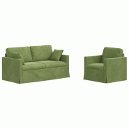 Canapé 2 pcs Vert clair 158 x 78 x 80 cm Velours Modèle Apex Panorama Élite - Matériau naturel 8721364374416
