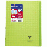 Clairefontaine Lot de 10 Cahier Kover Book 24x32, 96p./48 feuilles 90 g/m² piquées, couv. Transparente vert, quadrillé 5x5 + marge - 3037929816037