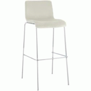 CLP Tabouret de Bar Hover Velours Piètement Quatre Pieds Chrome Crème - beige textile 327055 CLP Tabouret de Bar Hover Velours Piètement Quatre Pieds Chrome Crème - beige textile 327055