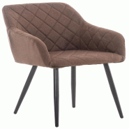 Décoshop26 - Chaise de salle à manger design retro coutures décoratives en losanges assise en tissu marron 10_0002109 - marron 3000250844864