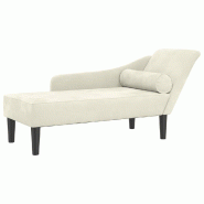 Décoshop26 - Méridienne chaise longue pour intérieur avec coussins crème velours crème DEC026071 - beige 3000255606429