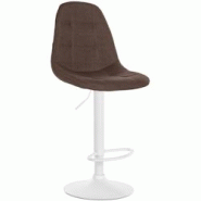 Décoshop26 - Tabouret de bar x1 avec repose-pieds hauteur réglable pivotant assise en tissu marron cadre métallique blanc 10_0004849 - marron 30002 Décoshop26 - Tabouret de bar x1 avec repose-pieds hauteur réglable pivotant assise en tissu marron cadre métallique blanc 10_0004849 - marron 30002