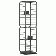 Helloshop26 - Bibliothèque à 4 niveaux étagères tournante avec serre-livres pour petits espaces 43 x 43 x 158 cm étagère d'angle 12_0004193 - Bo