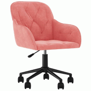 Helloshop26 - Chaise fauteuil siège pivotante de bureau informatique étude velours rose 02_0024171 - rose métal 3000214722658