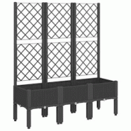 Helloshop26 - Jardinière bac lit surélevé plantes fleurs terrasse jardin avec treillis 120 x 40 x 142 cm PP noir 02_0038241 - 3000214200781 Helloshop26 - Jardinière bac lit surélevé plantes fleurs terrasse jardin avec treillis 120 x 40 x 142 cm PP noir 02_0038241 - 3000214200781