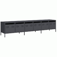 Helloshop26 - Meuble TV avec grand rangement moderne salon 202 x 39 x 43 cm en acier laminé à froid anthracite 02_0055634 - acier 3000239118979