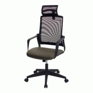 Mendler Chaise de bureau HWC-J52, chaise pivotante chaise de bureau, appui-tête ergonomique, similicuir ~ vert olive - vert matière synthétique 81068