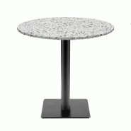 RestooTab - Table Milan T Ø70cm décor terrazzo white chip - blanc fonte TB-MIT-R70M-WH.CHI