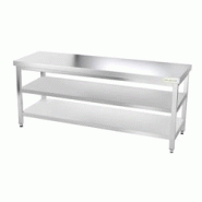 Table de travail en inox 2000 x 600 mm avec 2 étagères PREMIUM / GOLDINOX - gris inox 3701770807383