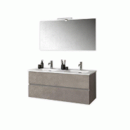 AQA Design Composition de la salle de bain en mélamine double baignoire ORIZON Havane L.121 P.46,5 H.190 MPOR40-AVP - beige Bois manufacturé MPOR40-