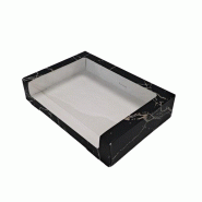 Coffret traiteur avec fenêtre décor L'Atelier Signature 290x200x60mm par 25 pièces JORIDEAL - noir en carton 3519401460001