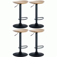 Décoshop26 - Lot de 4 tabourets de bar pivotant avec repose-pieds assise en bois pieds en métal noir 10_0004518 - noir 3000252153278 Décoshop26 - Lot de 4 tabourets de bar pivotant avec repose-pieds assise en bois pieds en métal noir 10_0004518 - noir 3000252153278