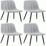 Décoshop26 - Set de 4 chaises de salle à manger coutures décoratives verticales en tissu gris et pieds métal noir 10_0001871 - gris métal 3000250