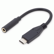 DIGITUS Adaptateur/convertisseur audio USB-C, USB-C/mâle - 3.5mm jack/femelle, USB-C - Audio, 0,2 m, noir - noir AK-300321-002-S