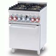Fourneau gaz 4 feux sur four électrique multifonction 60 cm | MagicLotus 600 - Porte acier_0