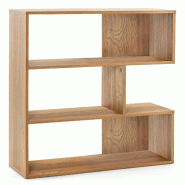 Helloshop26 - Bibliothèque concave à 3 étagères 84 x 29,5 x 83,5 cm design moderne avec stabilité renforcée en bois naturel 20_0018390 - 3000232398316