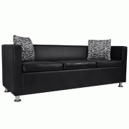 Helloshop26 - Jeu de  Canapé 2 places de salon salle de séjour maison intérieur et à 3 places cuir synthétique noir  02_0019089 - noir polyester