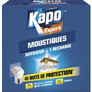 Insecticide diffuseur liquide et 1 recharge moustiques KAPO, 33 ml