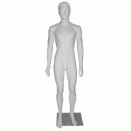 Mannequin Homme Tête Sculptée Fibre de Verre Blanc H186cm