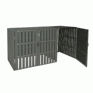 Mendler XL Habillage de poubelle en WPC pour 1/2 personnes Extension HWC-J28, Box pour poubelles, métal aspect bois ~ anthracite - gris métal 75993+