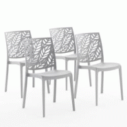 RATTATAN Set 4 Chaises en polypropylène avec fibre de verre empilables pour extérieur et jardin, bar et restaurant, cuisine design moderne - DAFNE - RATTATAN Set 4 Chaises en polypropylène avec fibre de verre empilables pour extérieur et jardin, bar et restaurant, cuisine design moderne - DAFNE -