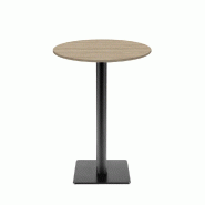 RestooTab - Mange-debout Milan T Ø50cm décor chêne quebec - marron fonte TB-MITFF-R50M-CH.QBC