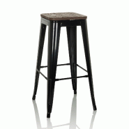 Tabouret de bar VANTAGGIO HIGH WS noir métallisé / bois véritable assise pivotante foncé hjh OFFICE - noir métal 645068
