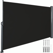 TecTake GmbH TECTAKE, store latéral extensible, mécanisme d'enroulement automatique, toile polyester enduite, noir, 300x9x200 cm - noir multi-matér