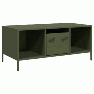 VidaXL Table basse vert olive 101,5x50x43,5 cm acier laminé à froid Modèle Parfait - 851278