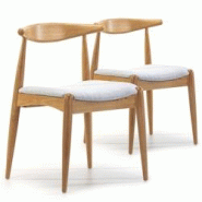VS Venta-stock Pack 2 chaises Corzo, Couleur Chêne, Bois Massif, 52,5 cm x 50 cm x 74.5 cm - jaune Bois massif I20051