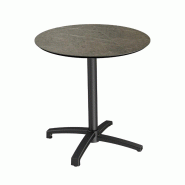 X Cross table de bistrot avec piètement noir + plateau HPL Midnight Marble Ø70 cm
