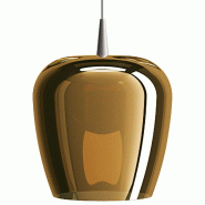 Zafferano Suspension Bilia 230V LED 8W en aluminium et verre borosilicaté soufflé à la bouche couleur bronze, design en cloche hauteur 333 cm - gri