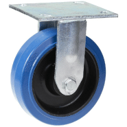Roulette fixe de 125 mm avec caoutchouc élastique bleu sur roue centrale en nylon Roulette fixe de 125 mm avec caoutchouc élastique bleu sur roue centrale en nylon