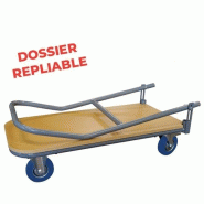 Chariot plateau bois dossier fixe ou repliable capacité 250 kg TOD2 Chariot plateau bois dossier fixe ou repliable capacité 250 kg TOD2