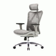 Décoshop26 - Fauteuil de bureau ergonomique avec accoudoirs hauteur réglable en maille gris cadre blanc 04_0006216 - blanc 3000261648536