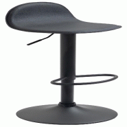 Décoshop26 - Tabouret de bar x1 avec repose-pieds en PVC noir pied trompète en métal noir 10_0005071 - noir métal 3000252445151