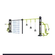 Grand portique push pull avec TRX et filet à grimper - Gamme COMBO Grand portique push pull avec TRX et filet à grimper - Gamme COMBO