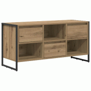Helloshop26 - Meuble TV design industriel rangement intérieur 100 x 36 x 49,5 cm en bois d'ingénierie chêne artisan 02_0054540 - Bois massif 300023