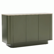 Oviala Business Buffet uni 3 portes L 120 cm vert olive - vert Bois massif 114520